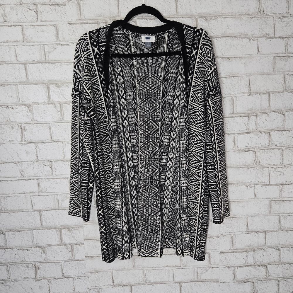 Old Navy black and white printed sweater cardigan